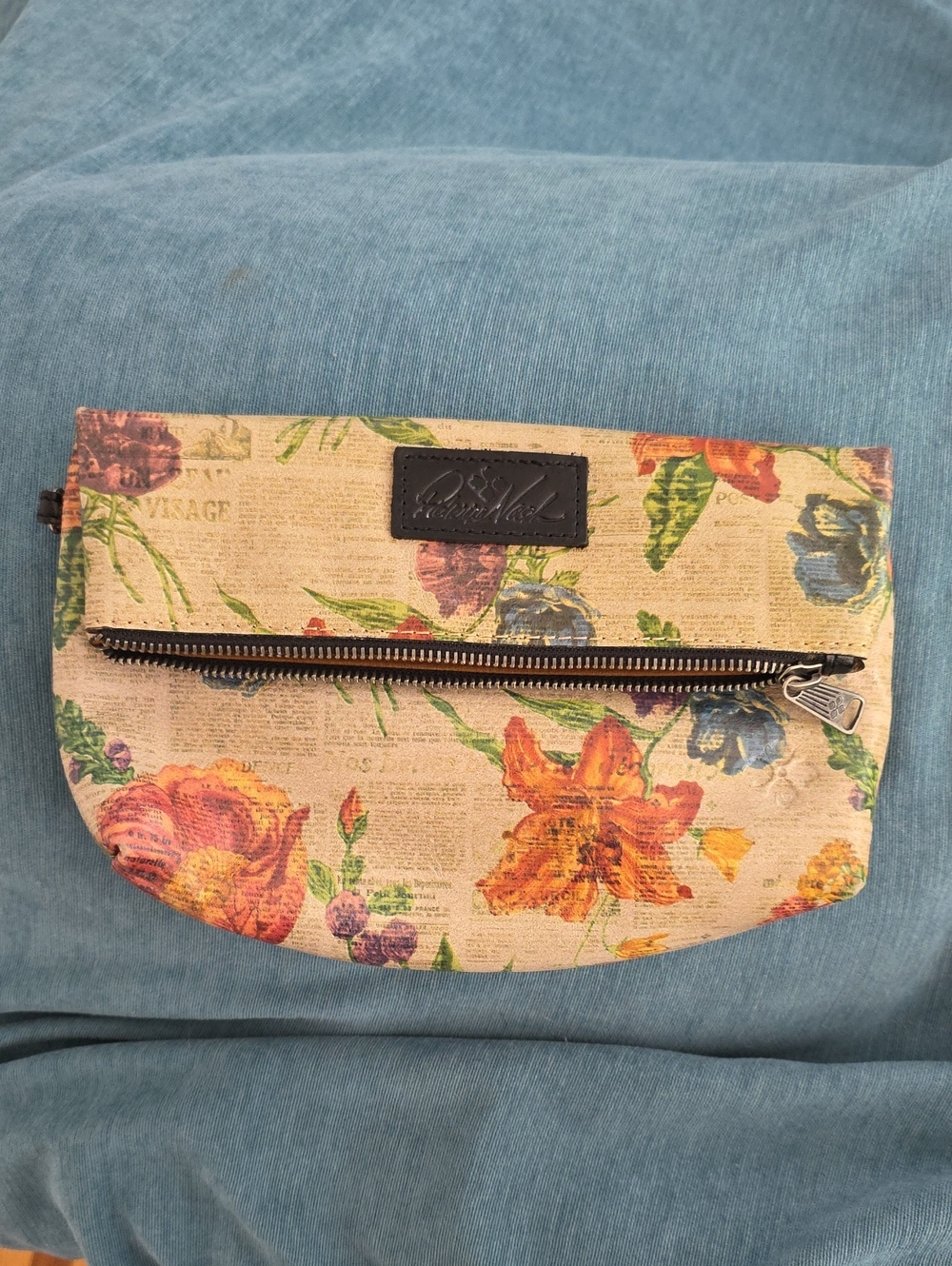 Floral Canvas Fold-Over Clutch  - Multicolor